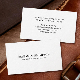 Professional Minimalist Sleek Black & White Business Card