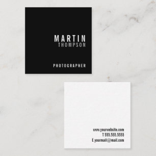 Professional Minimalist Two Tone Black and White Square Business Card