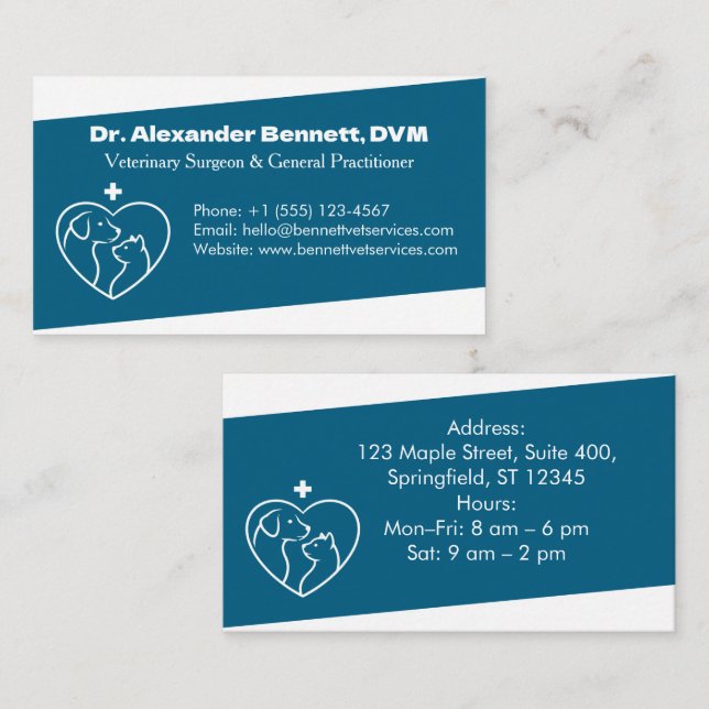 Professional Minimalist Veterinary Busines Card (Front/Back)