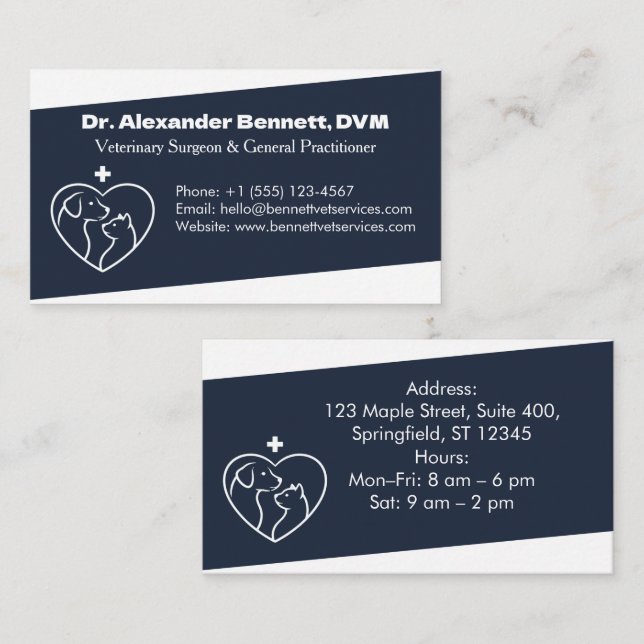 Professional Minimalist Veterinary Busines Card (Front/Back)