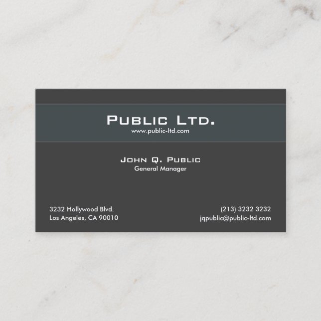 Professional Minimalistic Black Design Business Card (Front)