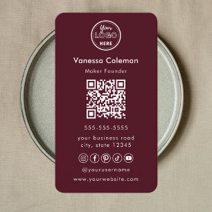 Professional Minimallist Burgundy Business Card