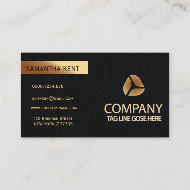 Professional Modern black and gold Business Card (Front)