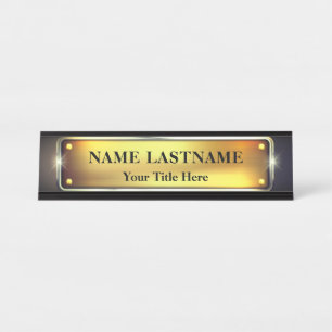 Professional Modern Black and Gold Office Desk Name Plate