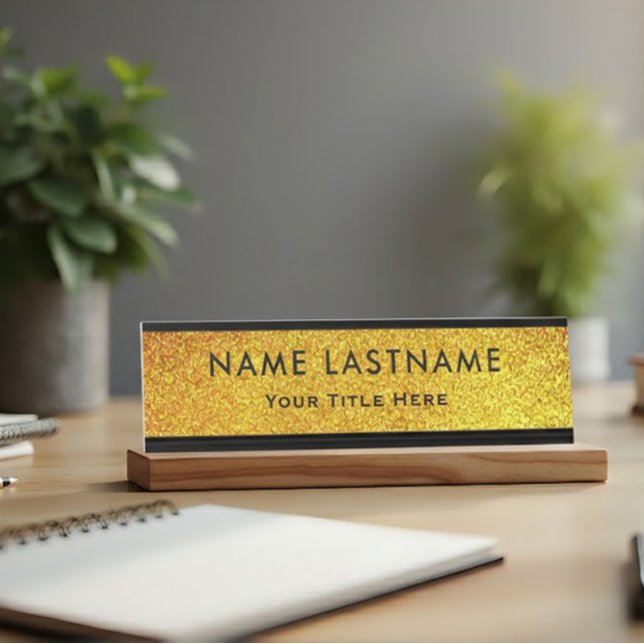Professional Modern Black and Gold Office Desk Name Plate (Creator Uploaded)