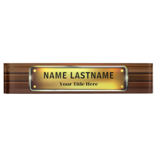 Professional Modern Black and Gold Office Nameplate