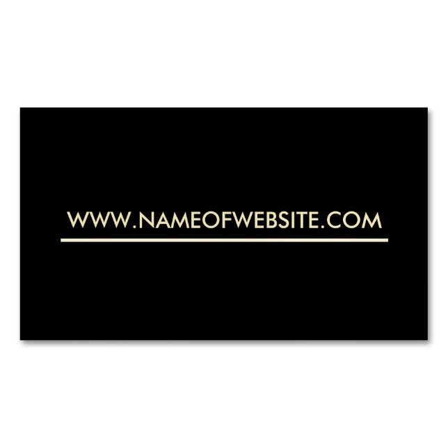 Professional Modern Black and Gold Plain Website Magnetic Business Card (Front)