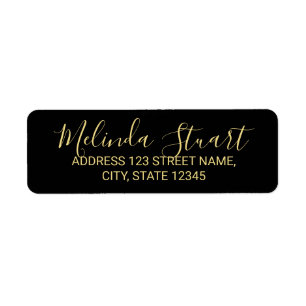 Professional Modern Black and Gold Return Address Label