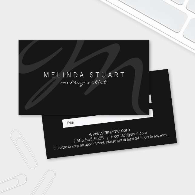 Professional Modern Black and White Appointment Card (Creator Uploaded)