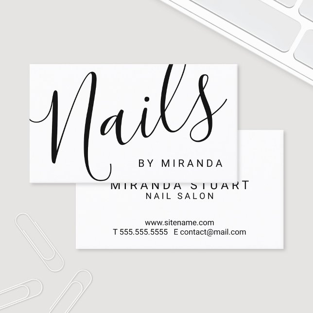 Professional Modern Black and White Nail Salon Business Card (Creator Uploaded)