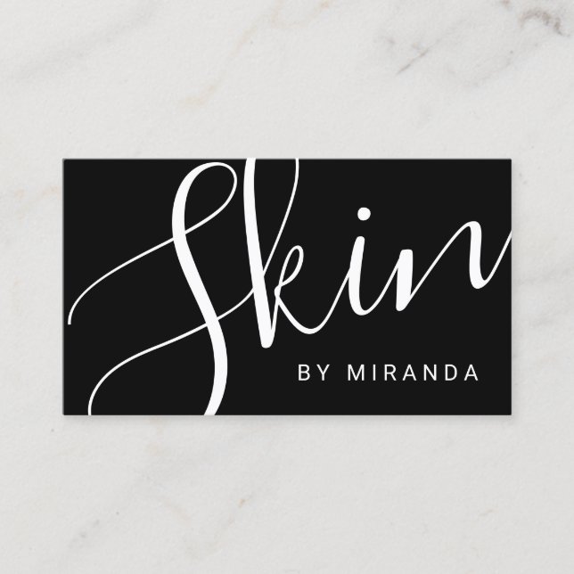 Professional Modern Black and White Skincare Business Card (Front)