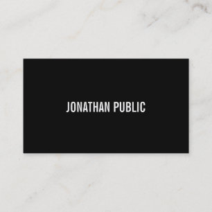 Professional Modern Black And White Stylish Plain Business Card