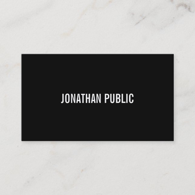 Professional Modern Black And White Stylish Plain Business Card (Front)