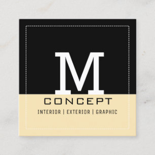 Professional Modern Black Banana Mania Monogram Square Business Card