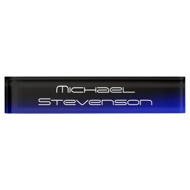 Professional Modern Black Blue Business Nameplate (Front)
