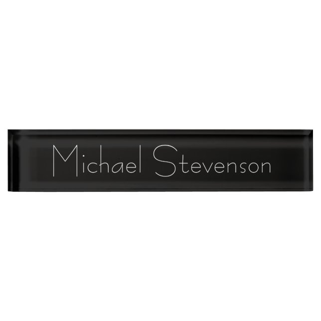 Professional Modern Black Business Desk Nameplate (Front)