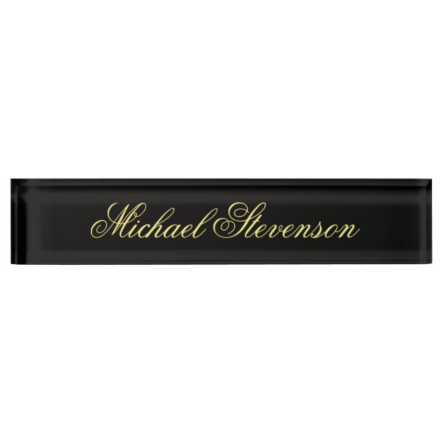 Professional Modern Black Business Desk Nameplate (Front)