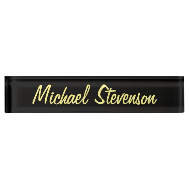 Professional Modern Black Business Desk Nameplate (Front)