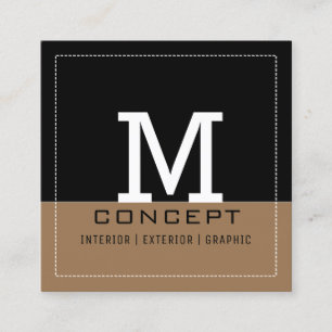 Professional Modern Black Dirt Monogram Square Business Card