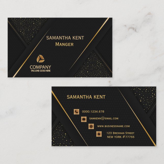 Professional Modern  black & Gold  Business Card (Front/Back)