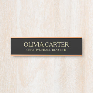 Professional Modern Black Gold Office Name Title Door Sign