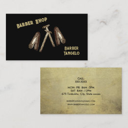 Professional Modern Black Gold Simple Barber Business Card