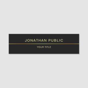 Professional Modern Black Gold Template Elegant Name Tag