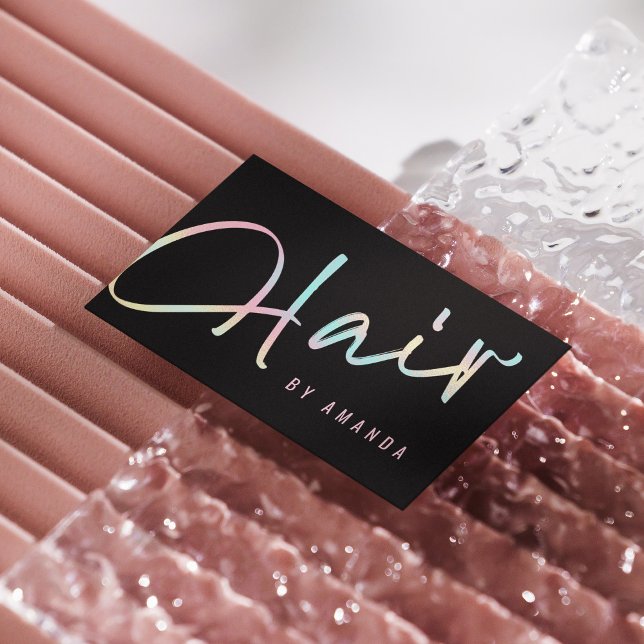 Professional Modern Black Hair Stylist Business Card (Creator Uploaded)