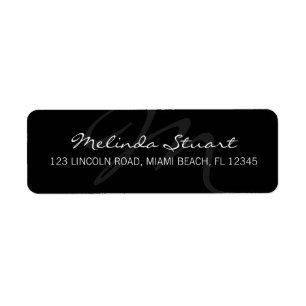 Professional Modern Black Monogram Return Address Label
