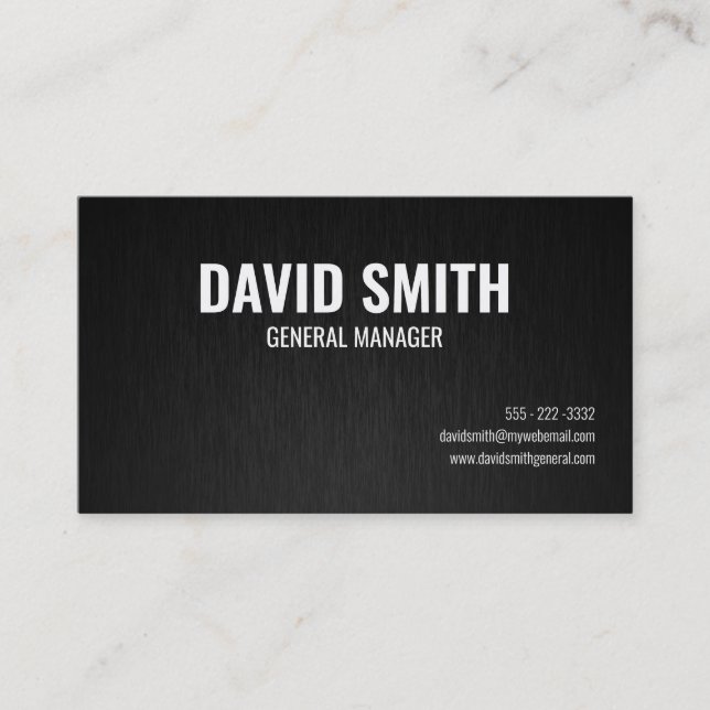 Professional Modern Black Simple Metalic Business Card (Front)