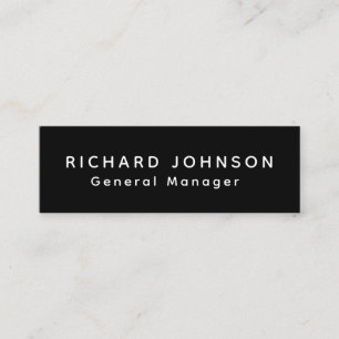 Professional Modern Black White Office Name Title  Mini Business Card