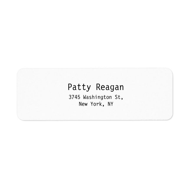 Professional Modern Black & White Plain Elegant Return Address Label (Front)