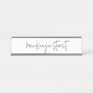 Professional Modern Black White Simple Business Desk Name Plate