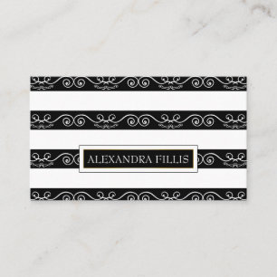 Professional Modern Black White striped Business Card