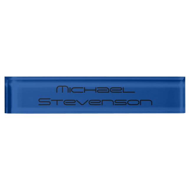 Professional Modern Blue Business Desk Nameplate (Front)