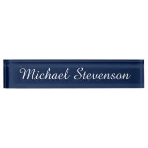 Professional Modern Blue Business Desk Nameplate