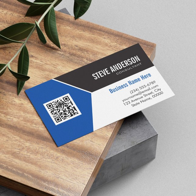 Professional Modern Blue - Corporate QR Code Logo Business Card (Creator Uploaded)