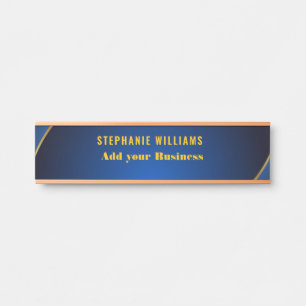 Professional Modern Blue Gold Office Name Title Door Sign