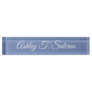 Professional Modern Blue Grey Handwriting Script Nameplate