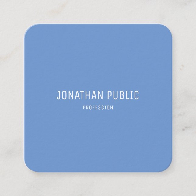 Professional Modern Blue White Elegant Template Square Business Card (Front)