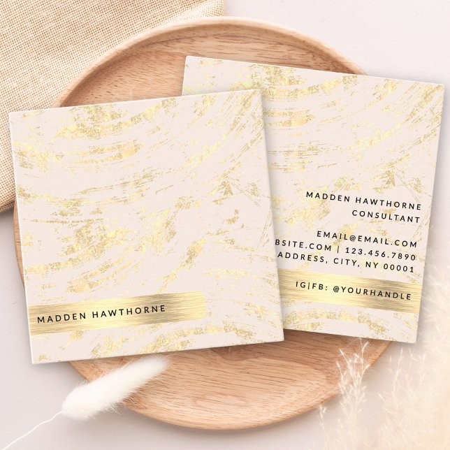 Professional Modern Blush Pink Faux Gold Foil Chic Square Business Card (Creator Uploaded)