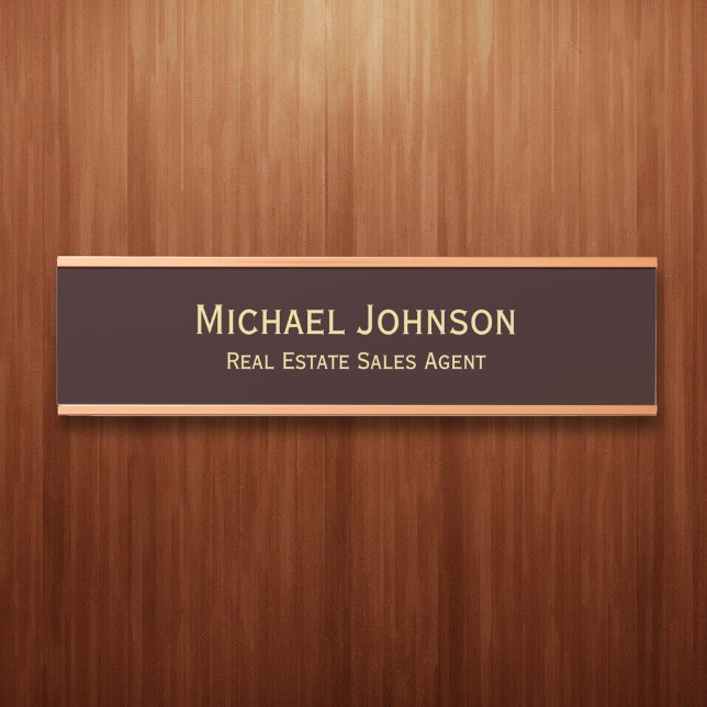 Professional Modern Brown Gold Office Name Title Door Sign (Professional Modern Brown Gold Office Name Title Door Sign)