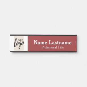 Professional, Modern Burgundy Logo, Name, Title Door Sign