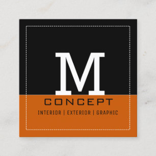 Professional Modern Burnt Orange Monogram Square Business Card