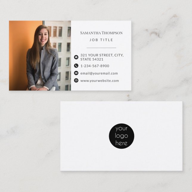 Professional Modern Business Employee photo Logo Business Card (Front/Back)
