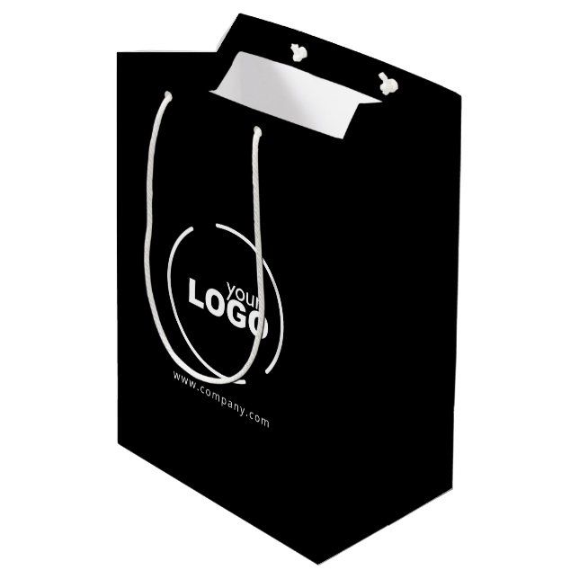 Professional Modern Business Logo Black  Medium Gift Bag (Back Angled)
