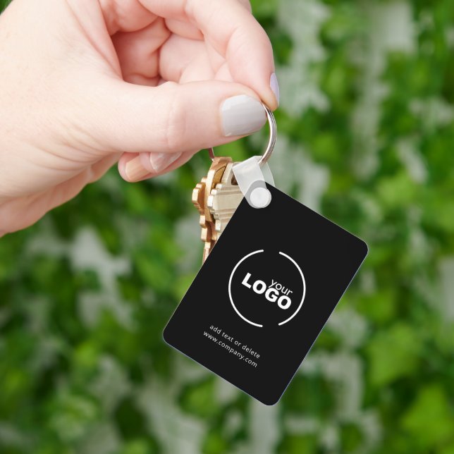 Professional Modern Business Logo QR Code Black Key Ring (Hand)