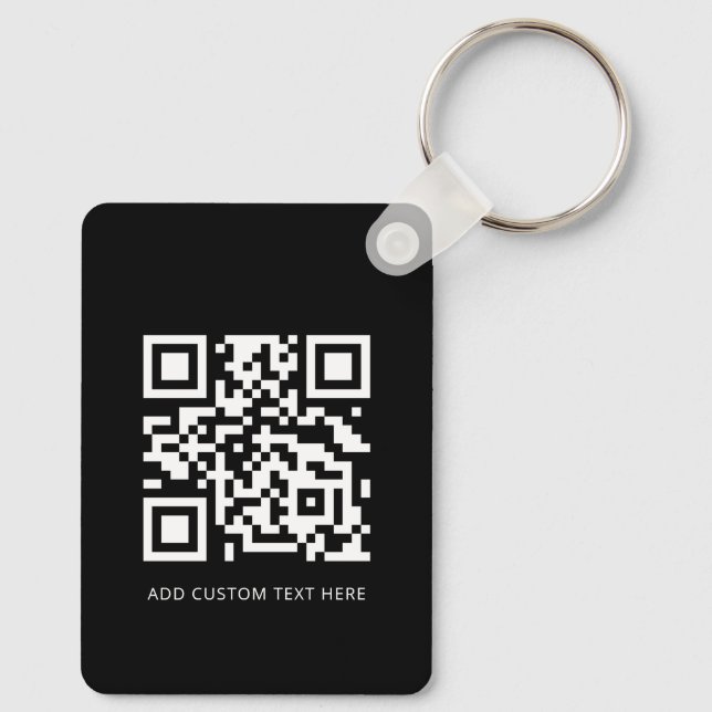 Professional Modern Business Logo QR Code Black Key Ring (Back)