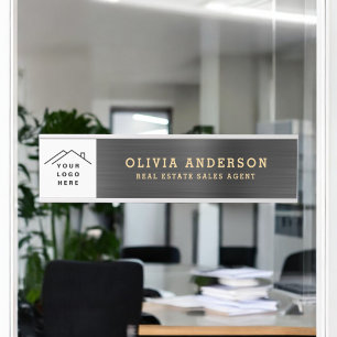 Professional Modern Classy Black Gold Office Door Sign