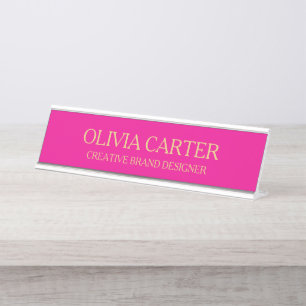 Professional Modern Classy Pink Gold Office Title Desk Name Plate